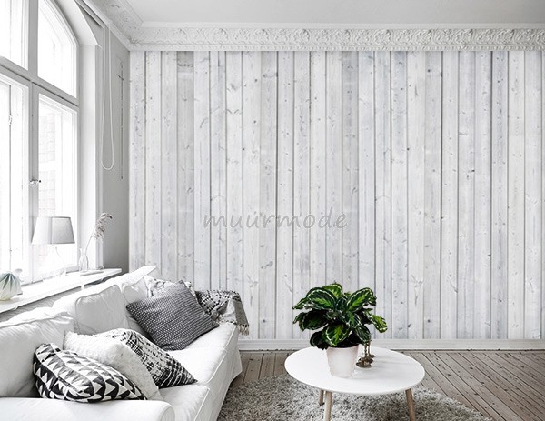 eerste erts Zwerver Vlies fotobehang Wit houten muur | Muurmode.nl